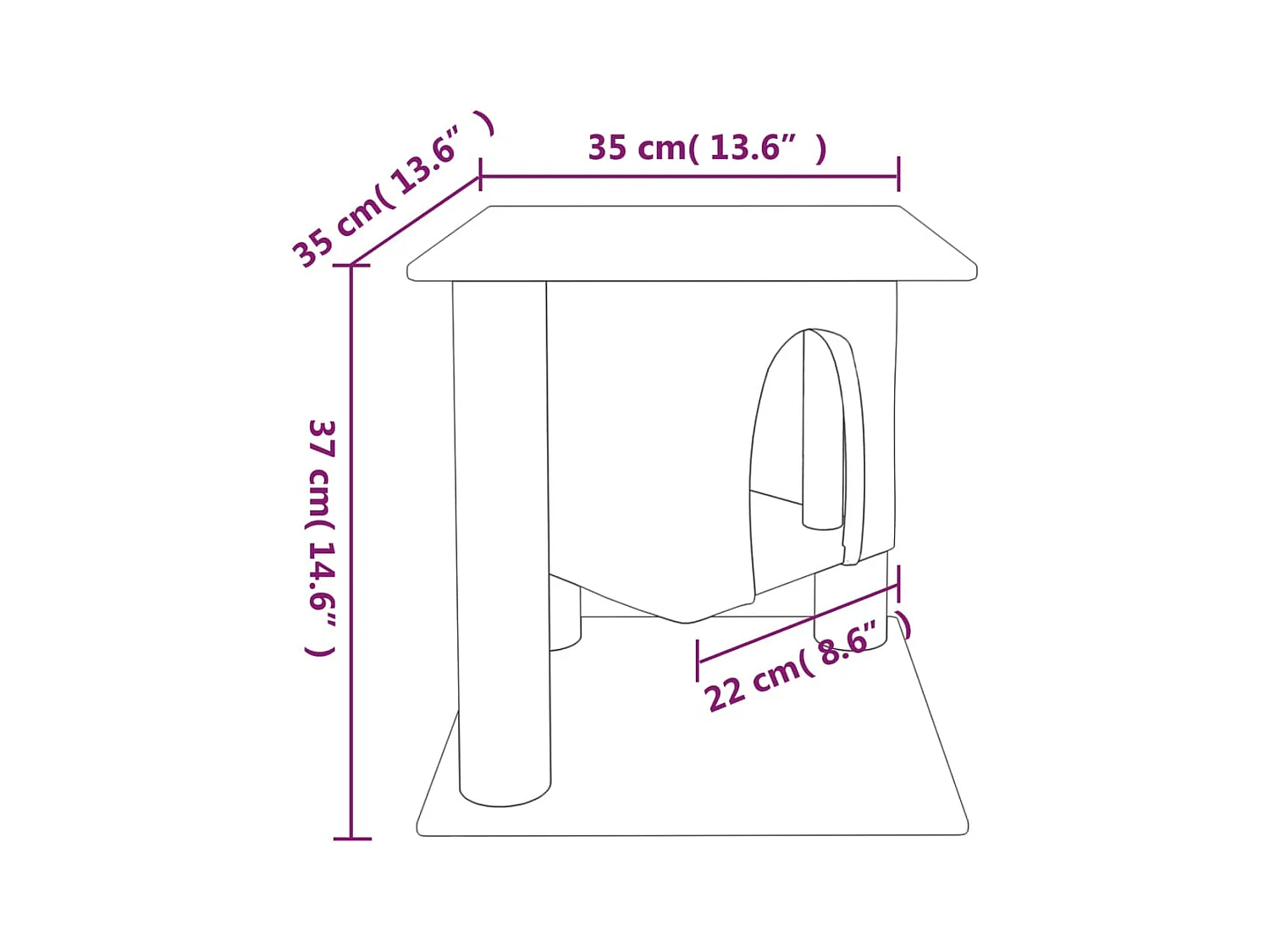 Árvore p/ gatos c/ postes arranhadores sisal 37 cm cinza-escuro