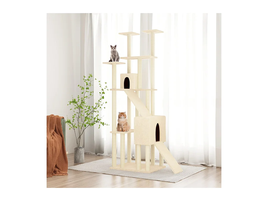 Arbre à chat avec griffoirs en sisal Crème 190 cm