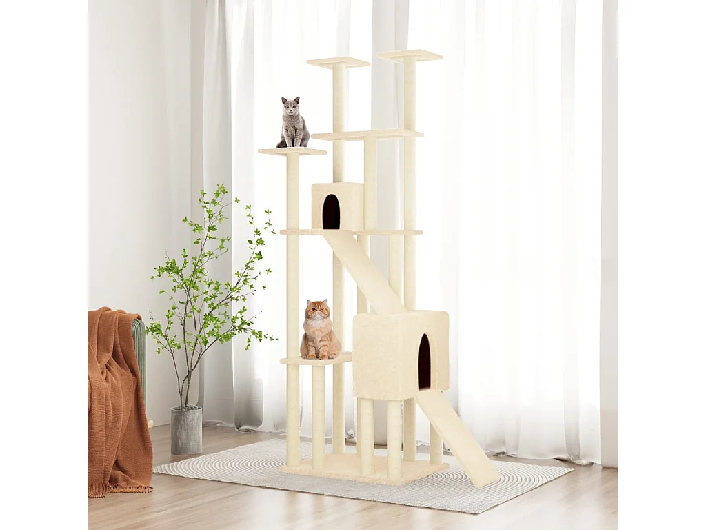 Arbre à chat avec griffoirs en sisal Crème 190 cm