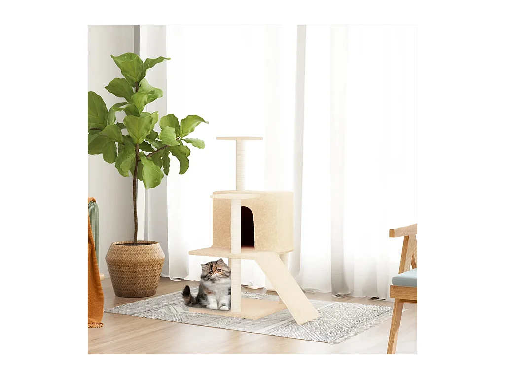 Arbre à chat avec griffoirs en sisal Crème 109 cm