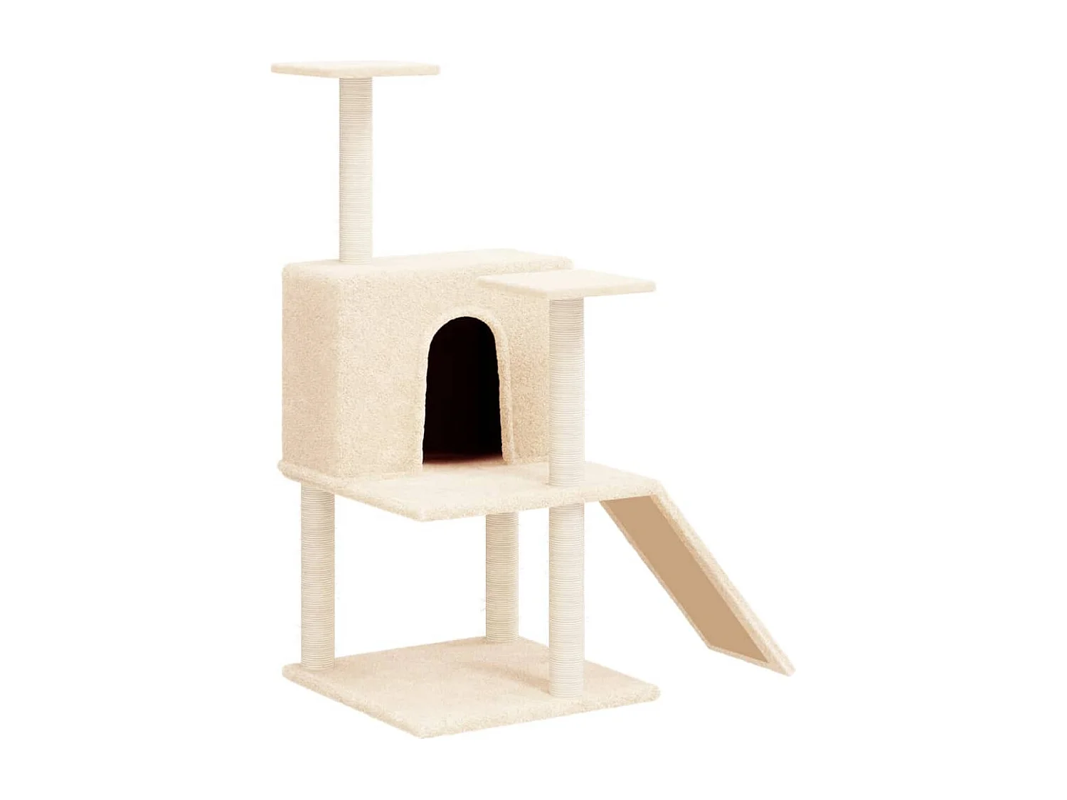 Rascador para gatos con postes de sisal crema 109 cm