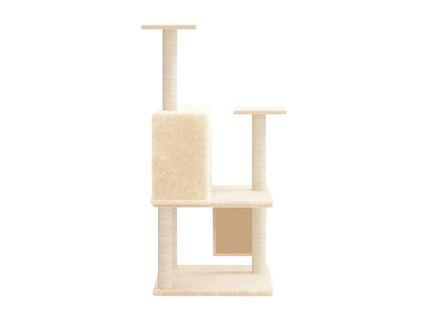 Rascador para gatos con postes de sisal crema 109 cm
