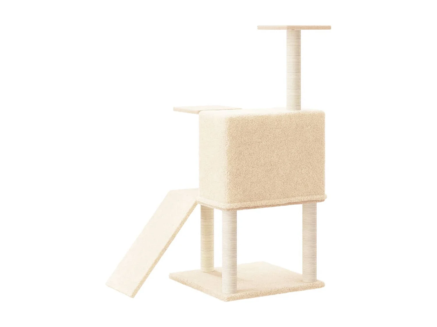 Rascador para gatos con postes de sisal crema 109 cm