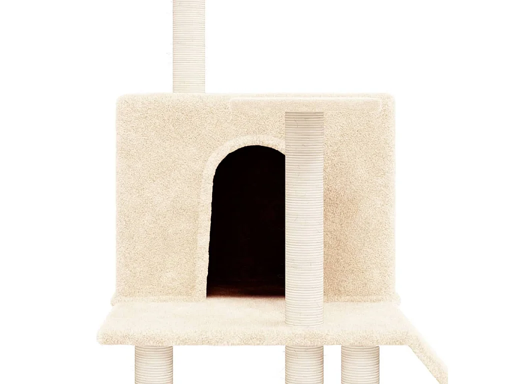 Rascador para gatos con postes de sisal crema 109 cm