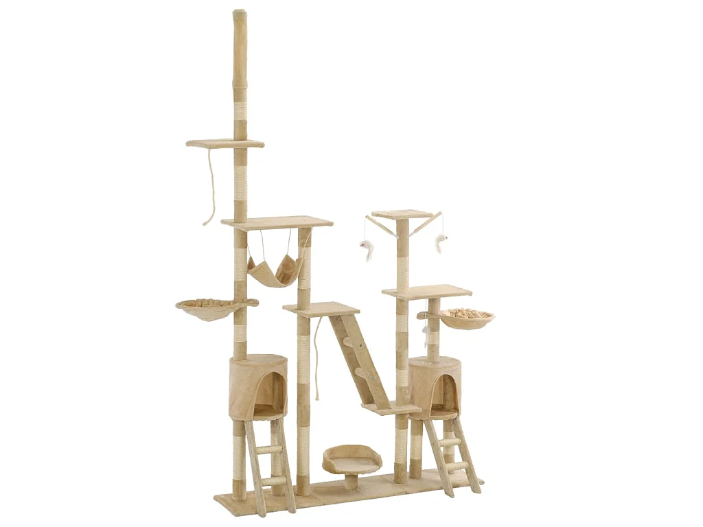 Albero per Gatti con Tiragraffi in Sisal 230-250 cm Beige