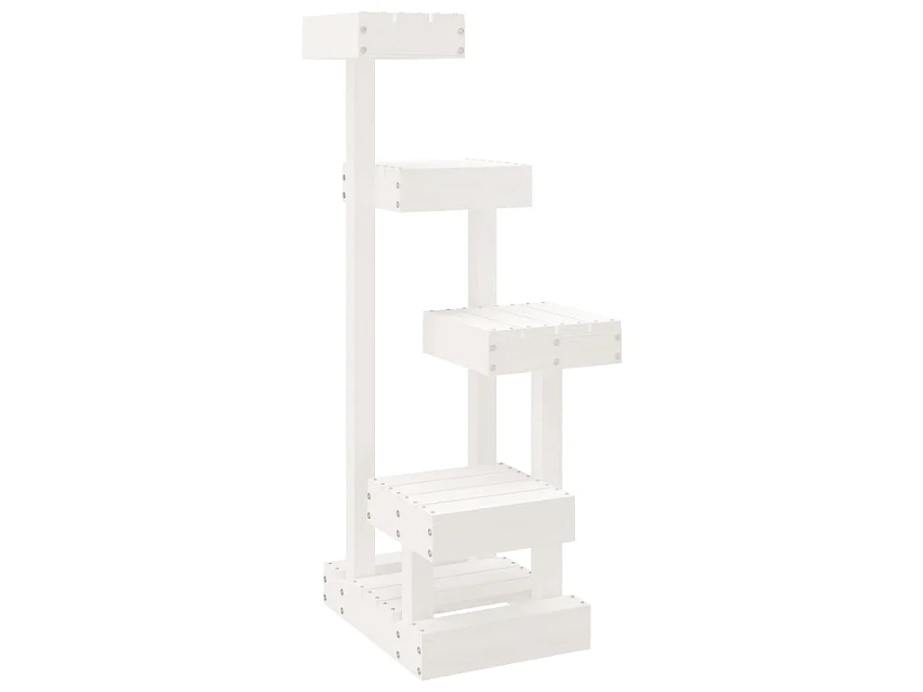 Albero per Gatti Bianco 45,5x49x103cm in Legno Massello di Pino