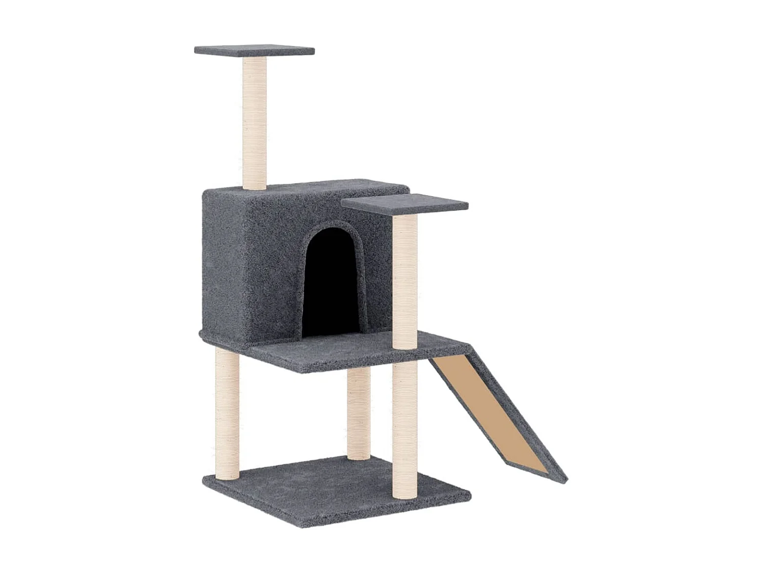Árvore p/ gatos c/ postes arranhadores sisal 109cm cinza-escuro