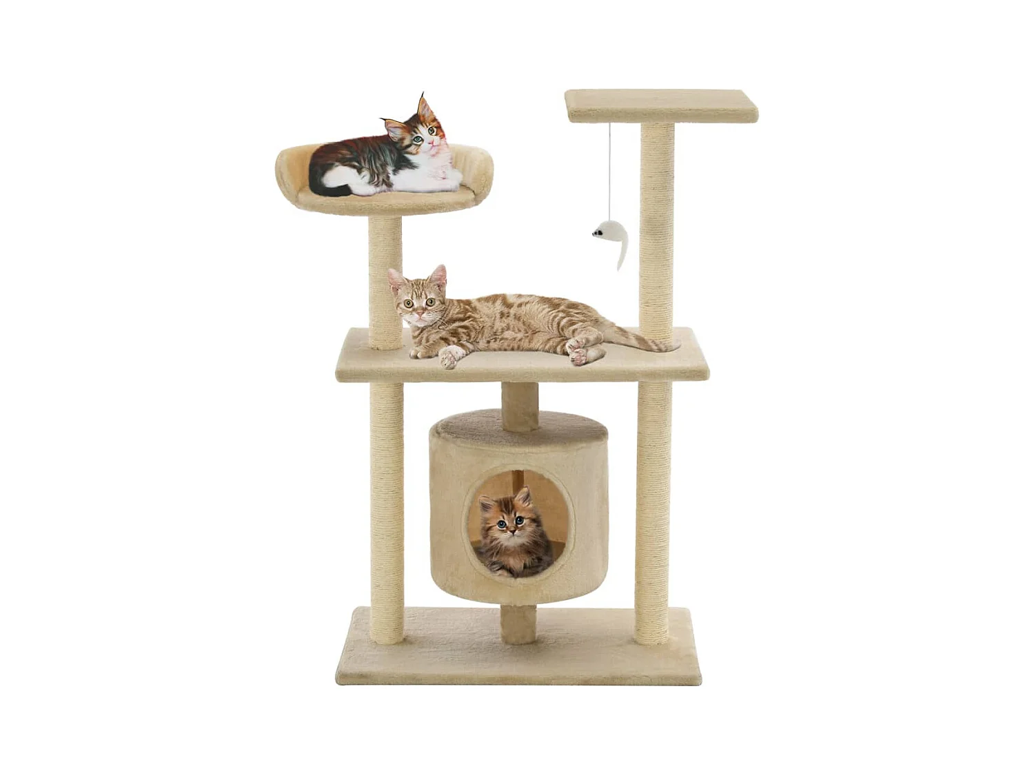 Árvore para gatos c/ postes arranhadores sisal 95 cm bege