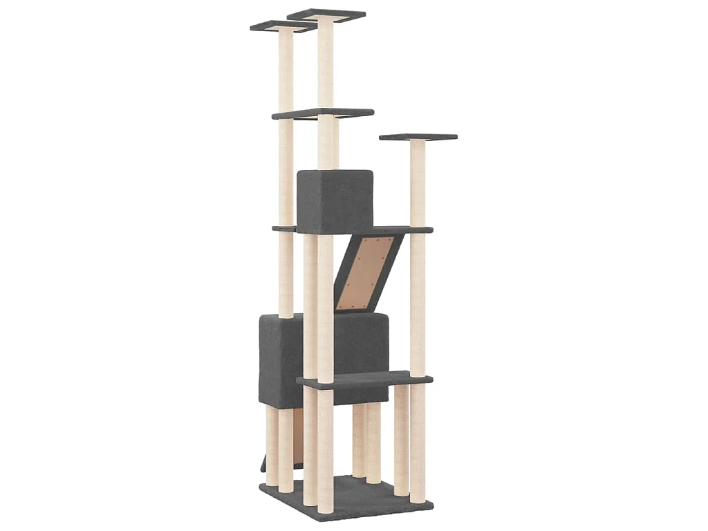 Kratzbaum mit Sisal-Kratzsäulen Dunkelgrau 190 cm