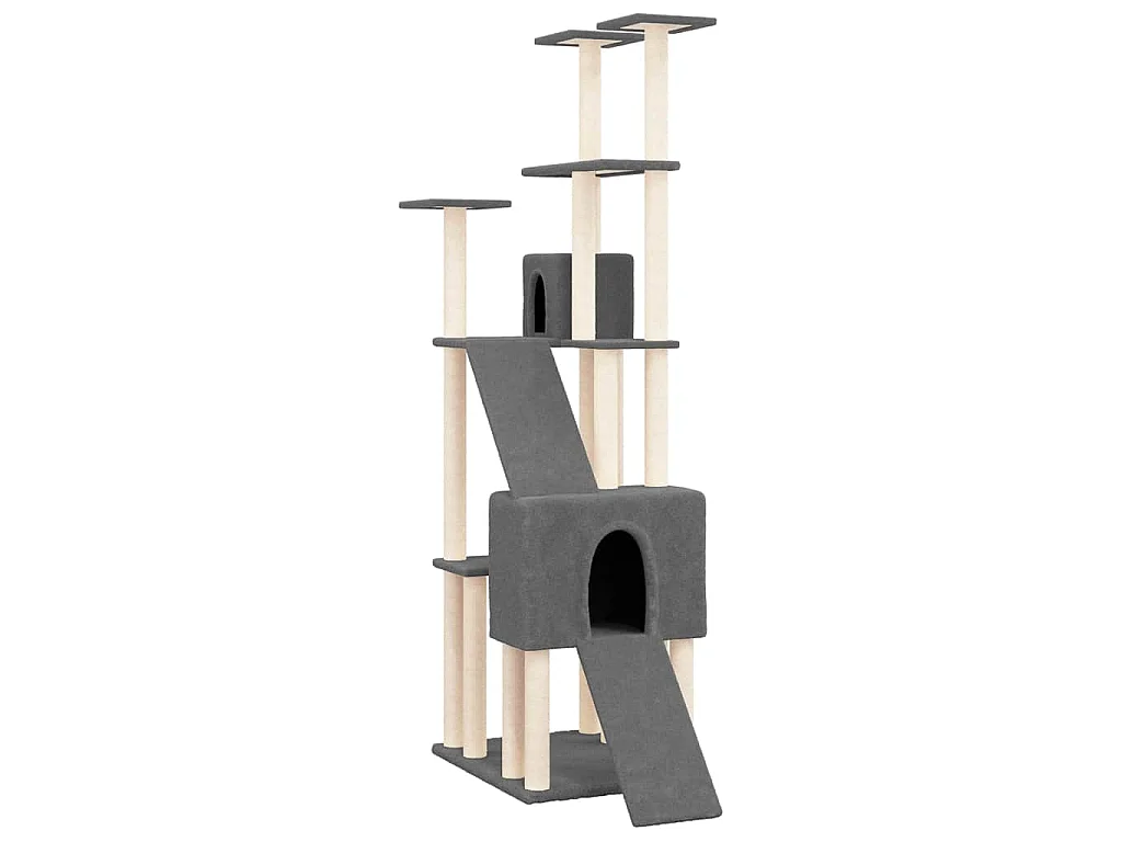 Árvore p/ gatos c/ postes arranhadores sisal 190cm cinza-escuro