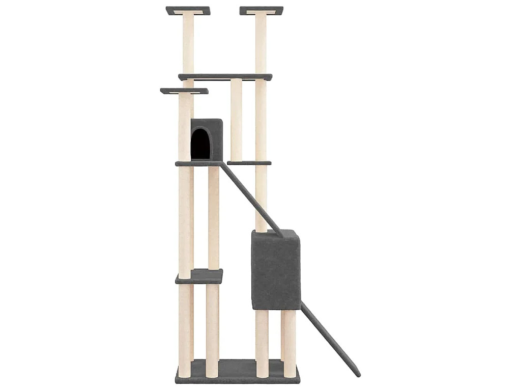 Árvore p/ gatos c/ postes arranhadores sisal 190cm cinza-escuro