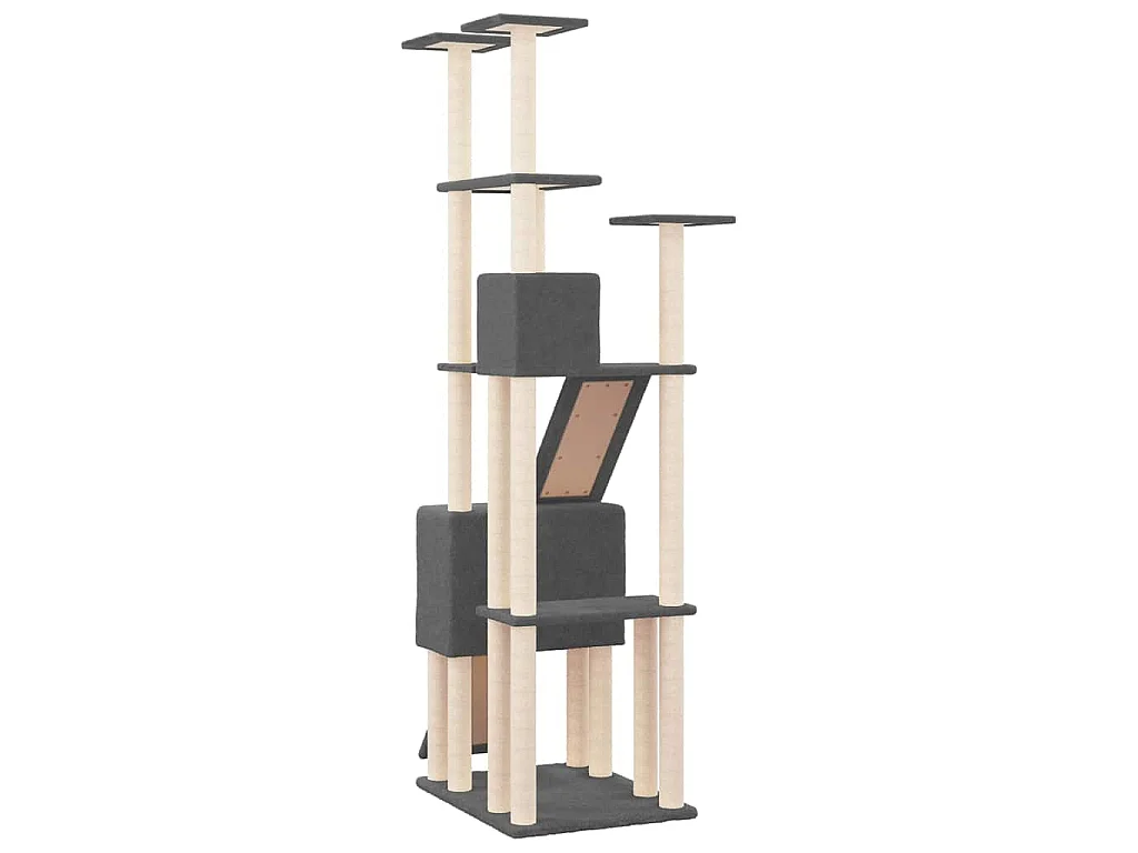 Árvore p/ gatos c/ postes arranhadores sisal 190cm cinza-escuro