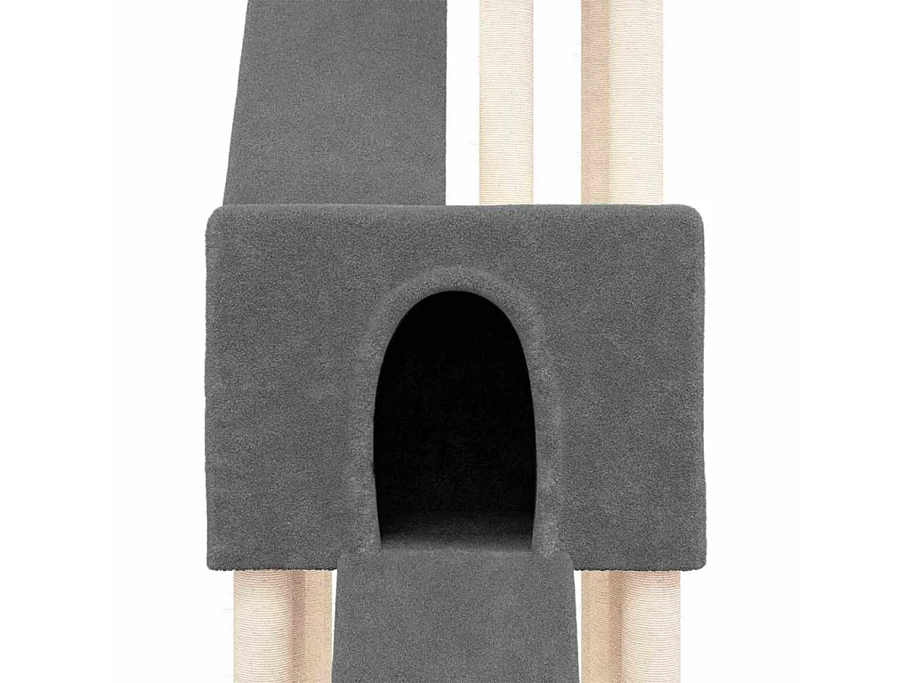 Árvore p/ gatos c/ postes arranhadores sisal 190cm cinza-escuro