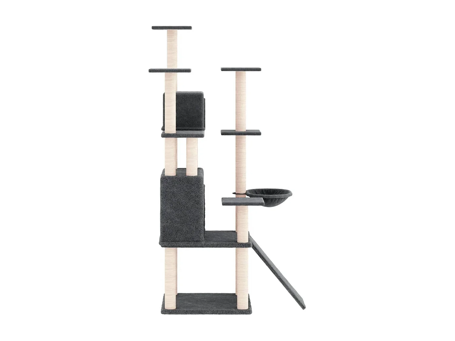 Kattenmeubel met sisal krabpalen 154 cm donkergrijs