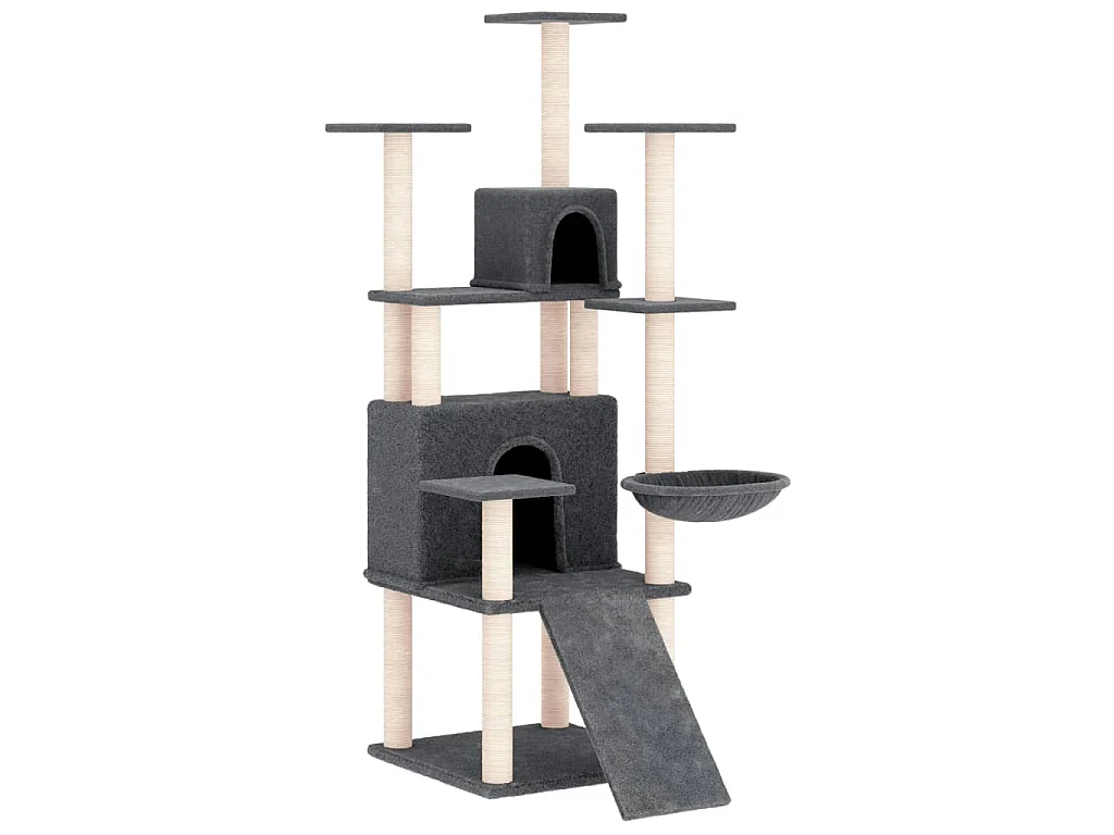 Arbre à chat avec griffoirs en sisal Gris foncé 154 cm