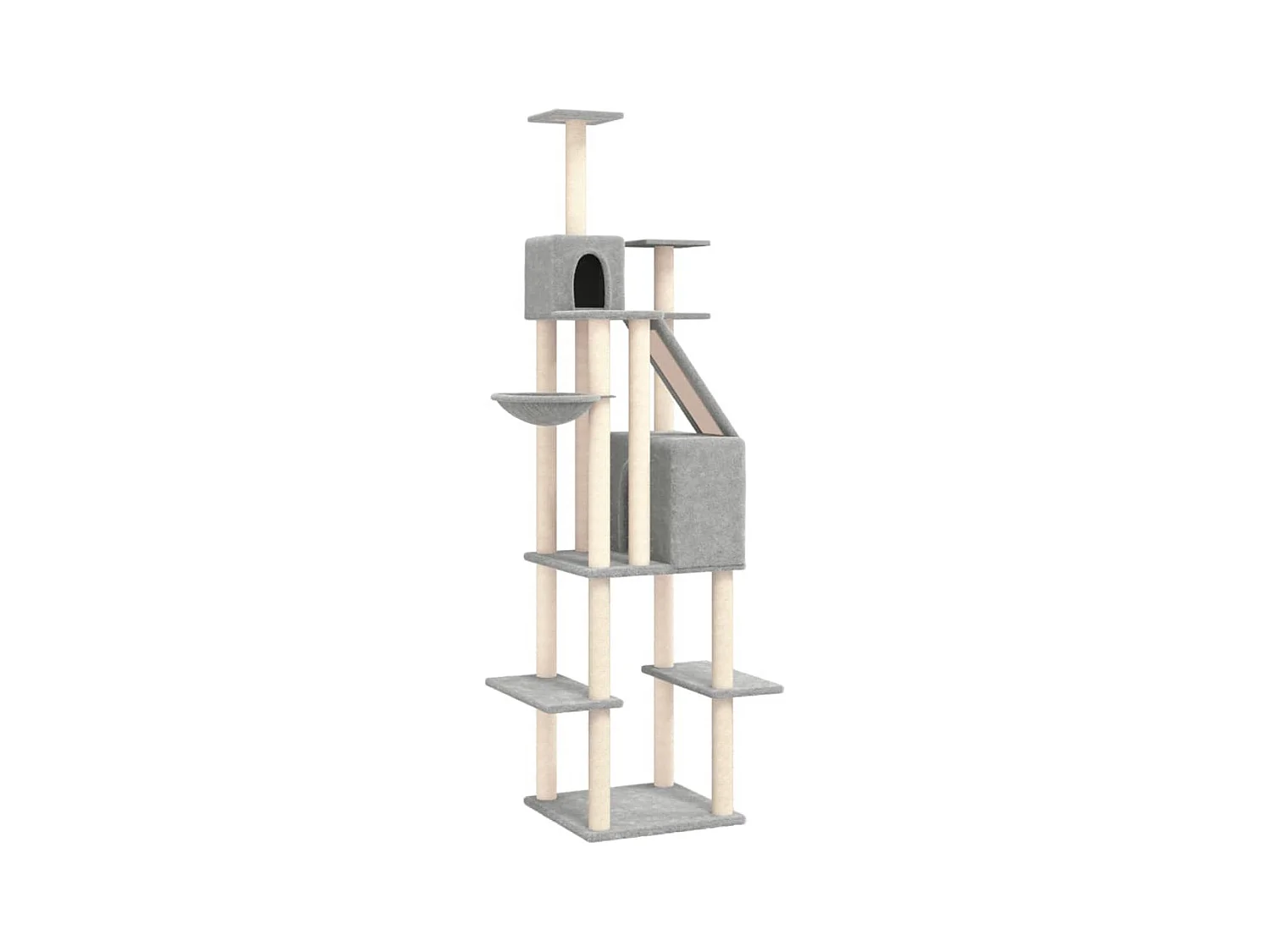 Kattenmeubel met sisal krabpalen 201 cm lichtgrijs