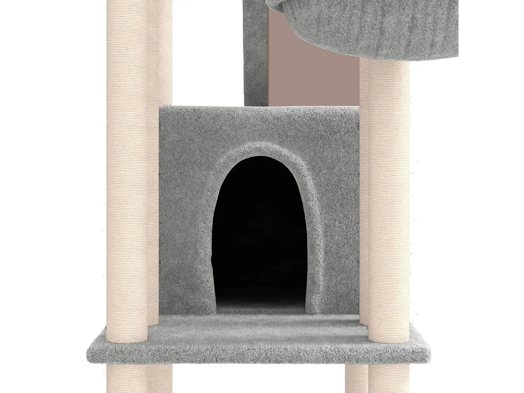 Árvore p/ gatos c/ postes arranhadores sisal 201 cm cinza-claro