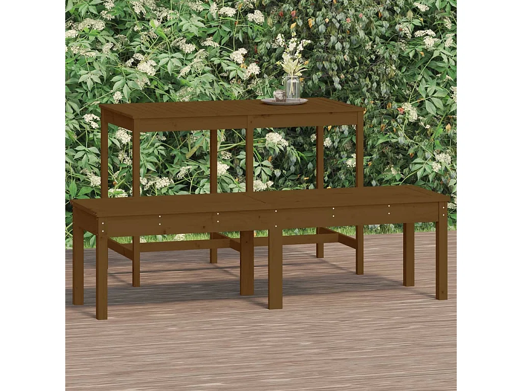 Banc de jardin à 2 places marron miel 159,5x44x45cm bois de pin