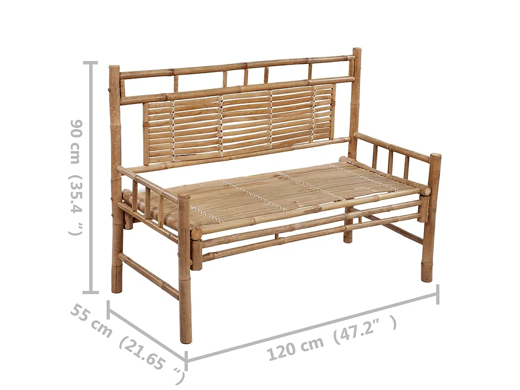 Banc de jardin avec coussin 120 cm Bambou