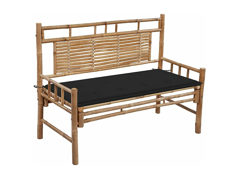 Panca da Giardino con Cuscino 120 cm in Bambù