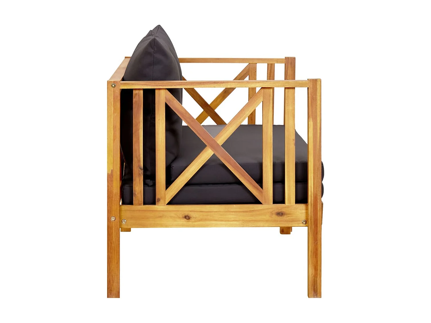 Banc de jardin 2 places et coussins 122 cm Bois d'acacia massif