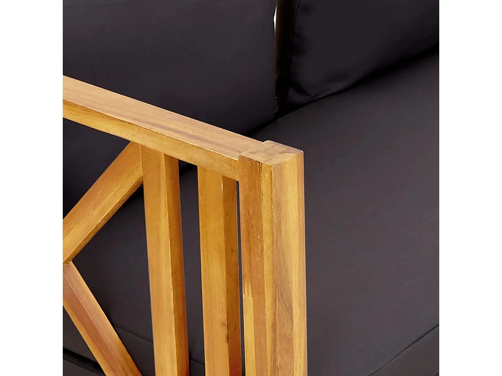 Banc de jardin 2 places et coussins 122 cm Bois d'acacia massif