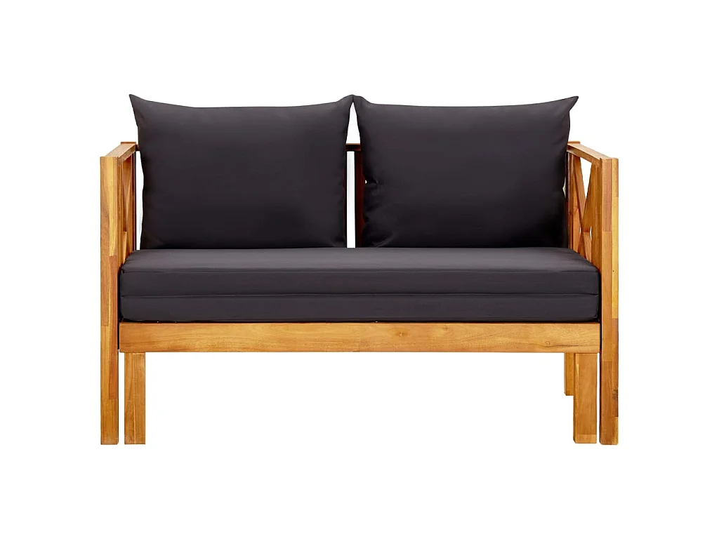 Tuinbank 2-zits met kussens 122 cm massief acaciahout
