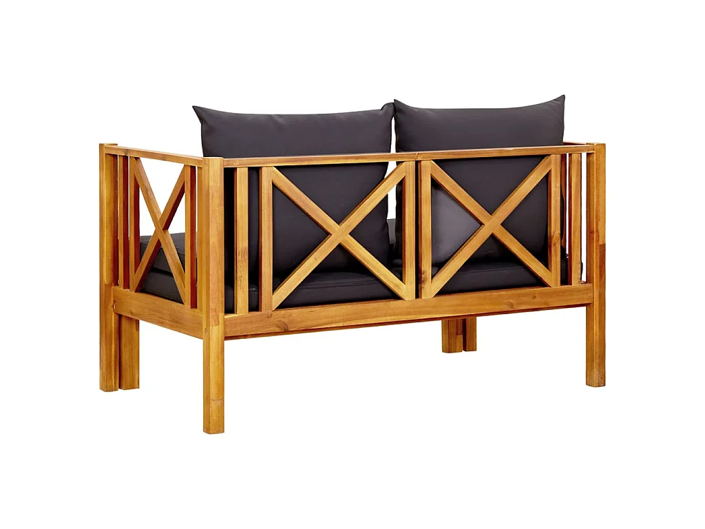 Tuinbank 2-zits met kussens 122 cm massief acaciahout