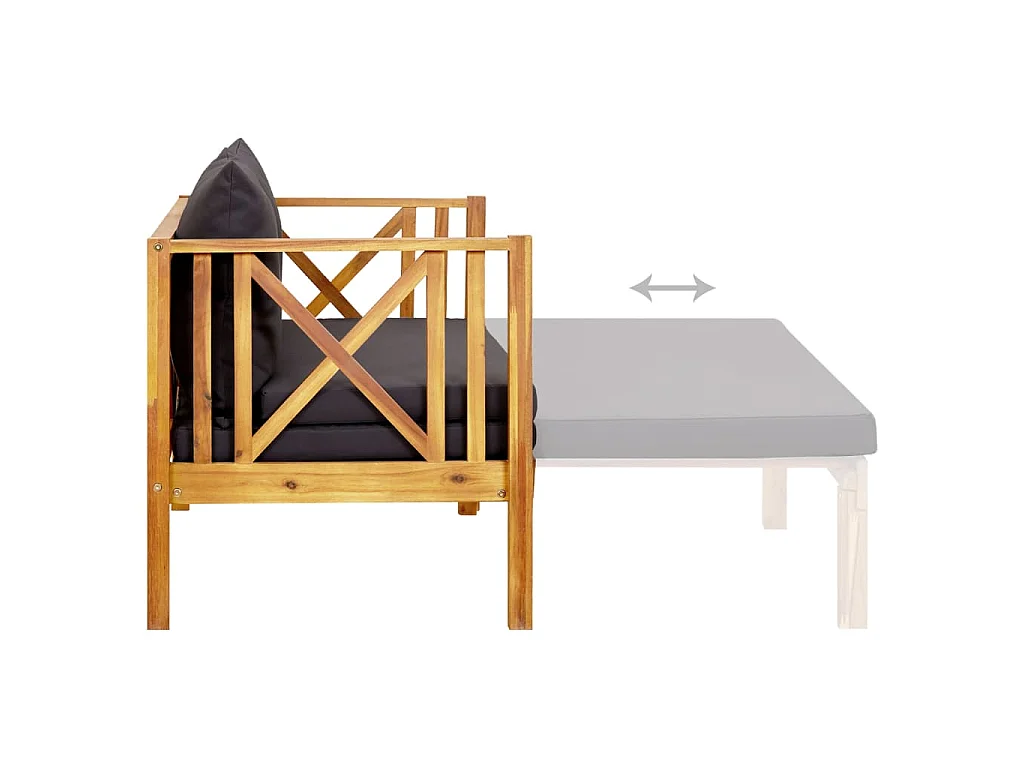 Tuinbank 2-zits met kussens 122 cm massief acaciahout