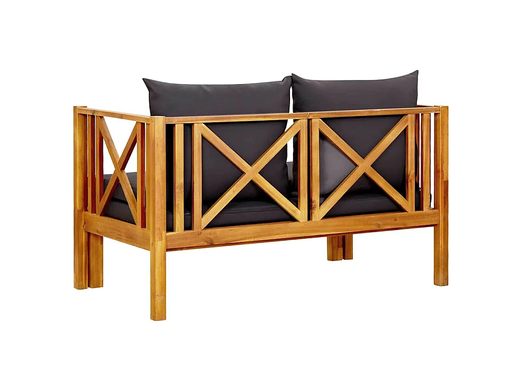 Tuinbank 2-zits met kussens 122 cm massief acaciahout