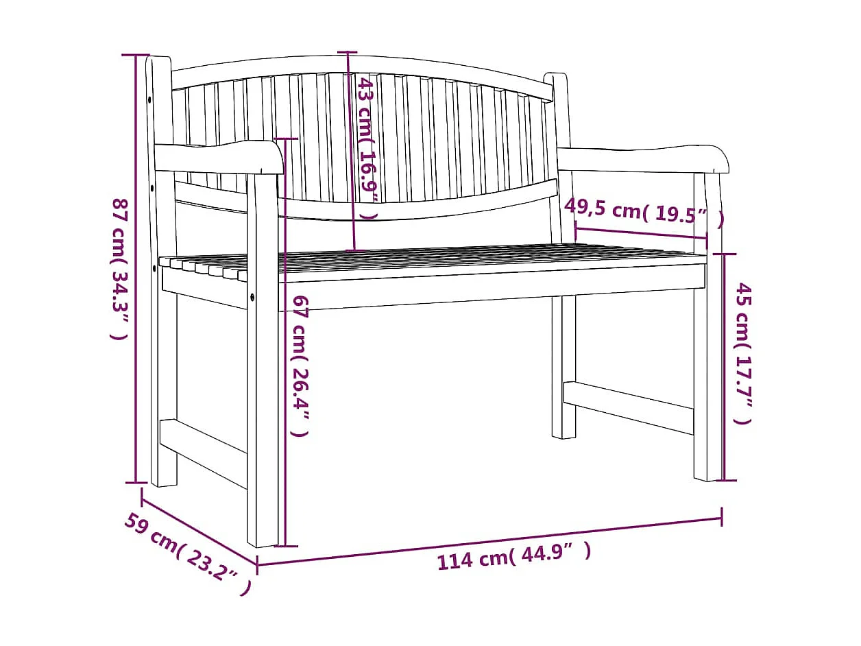 Gartenbank 114x59x87 cm Massivholz Teak