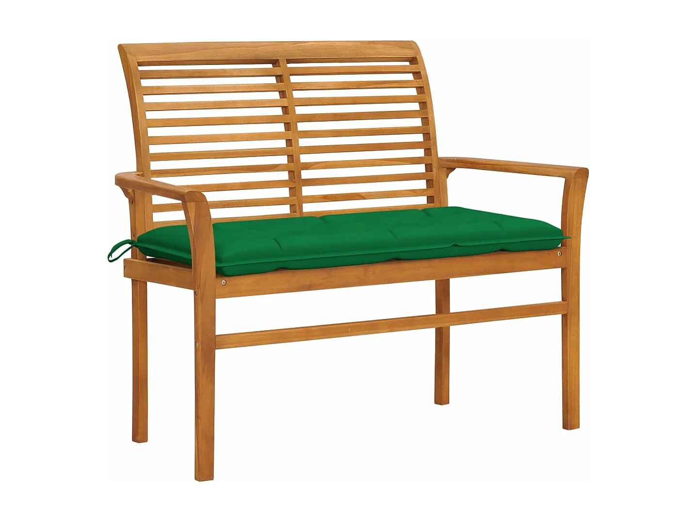 Banc de jardin avec coussin vert 112 cm Bois de teck massif