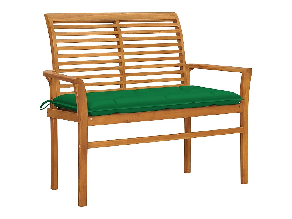 Panca da Giardino con Cuscino Verde 112 cm in Legno di Teak