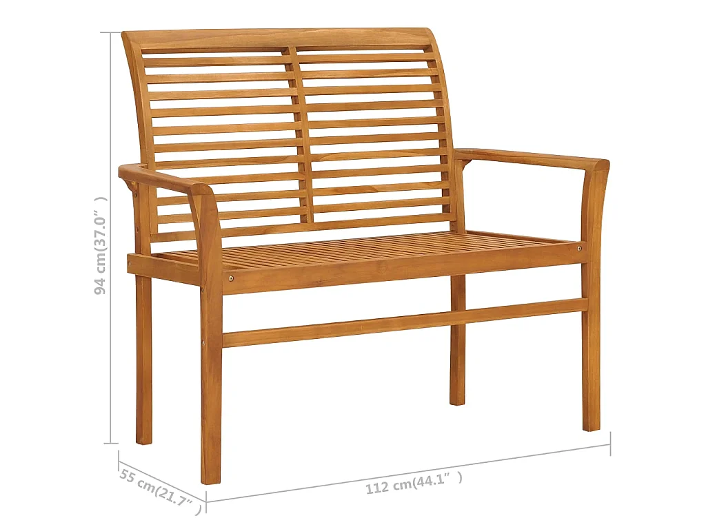 Panca da Giardino con Cuscino Verde 112 cm in Legno di Teak
