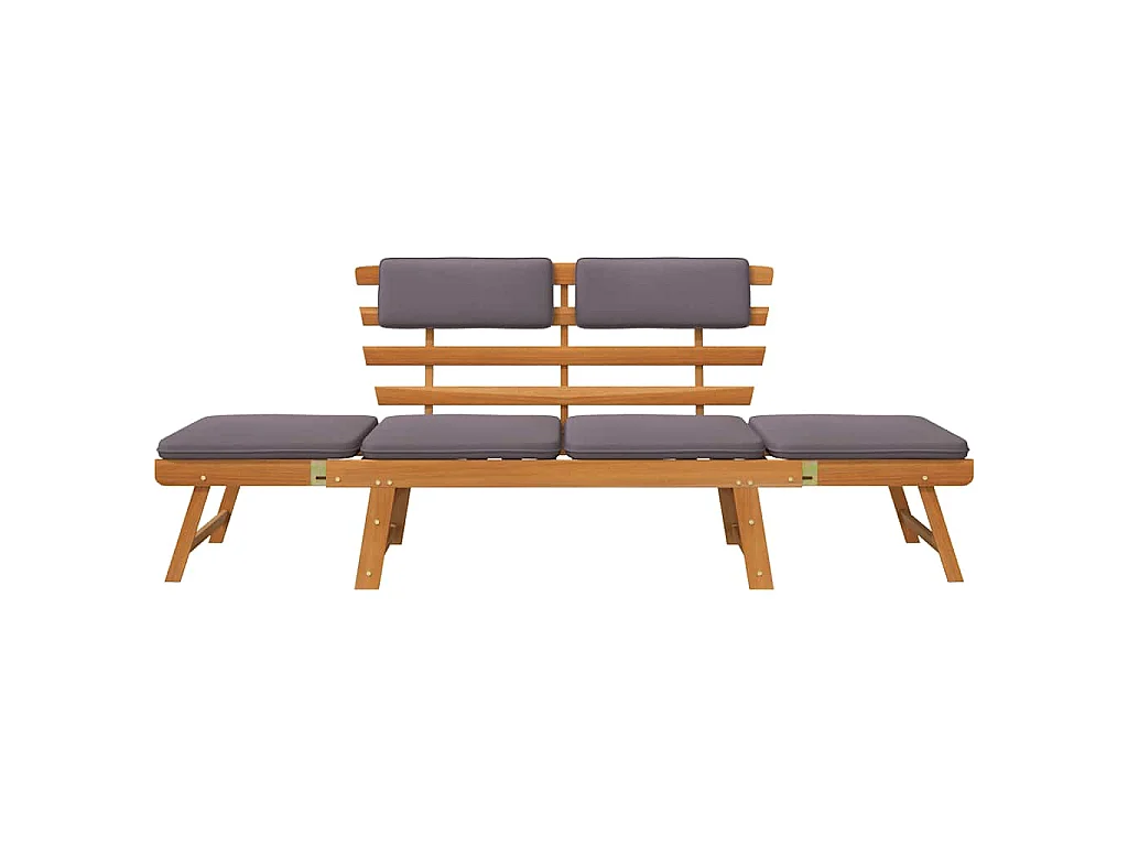Ligbed met kussen 2-in-1 190 cm massief acaciahout