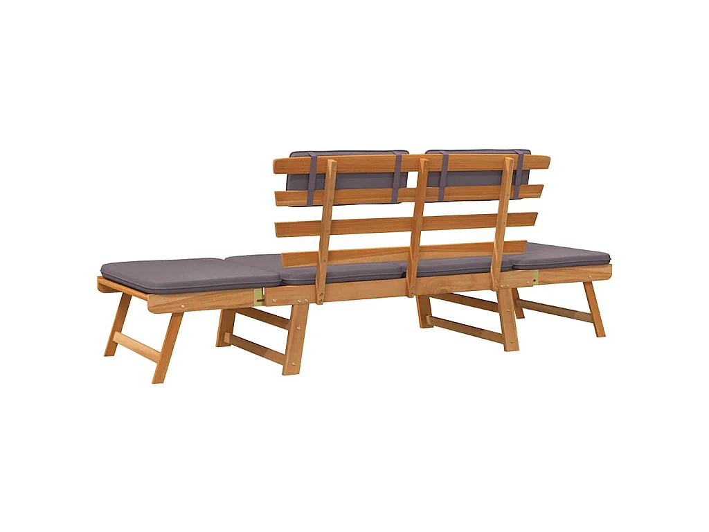 Ligbed met kussen 2-in-1 190 cm massief acaciahout