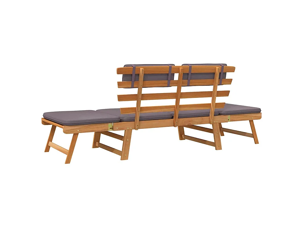 Banco de jardim 2 em 1 c/ almofadão 190cm madeira acácia maciça
