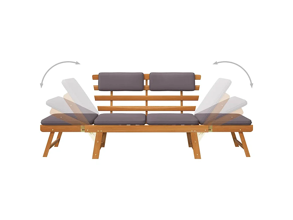 Banco de jardim 2 em 1 c/ almofadão 190cm madeira acácia maciça