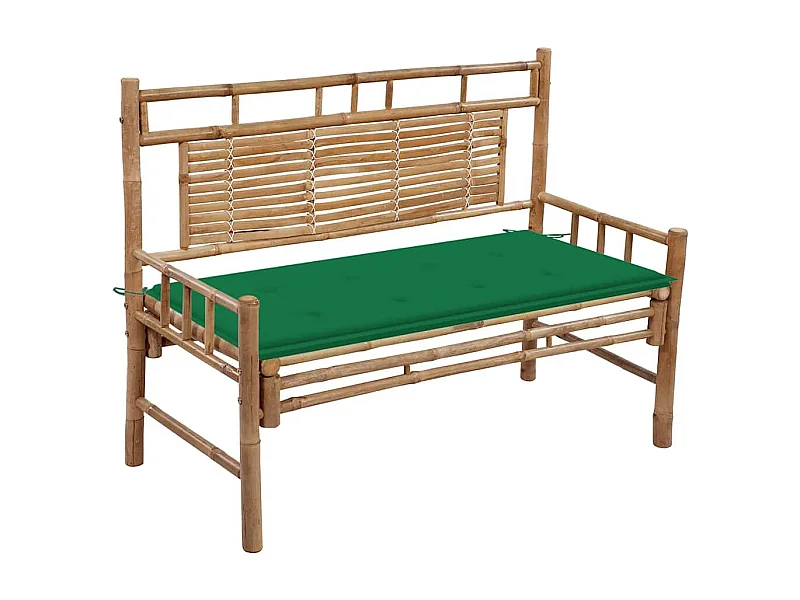 Panca da Giardino con Cuscino 120 cm in Bambù