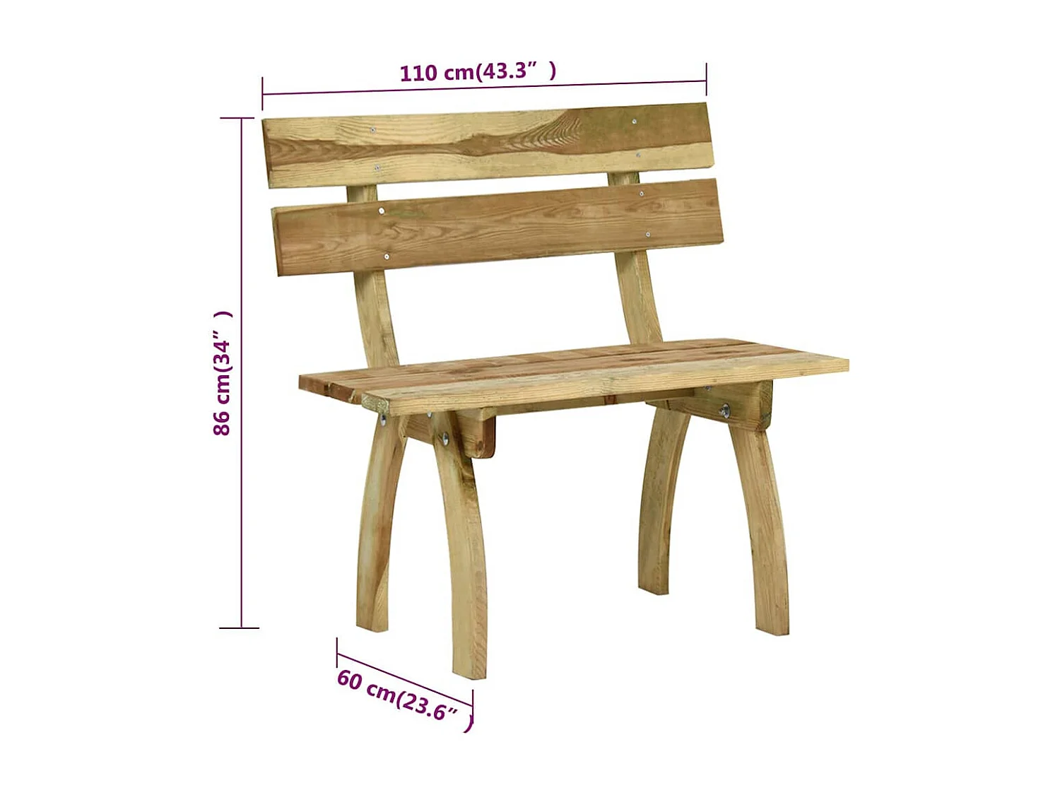 Tuinbank 110 cm geïmpregneerd grenenhout