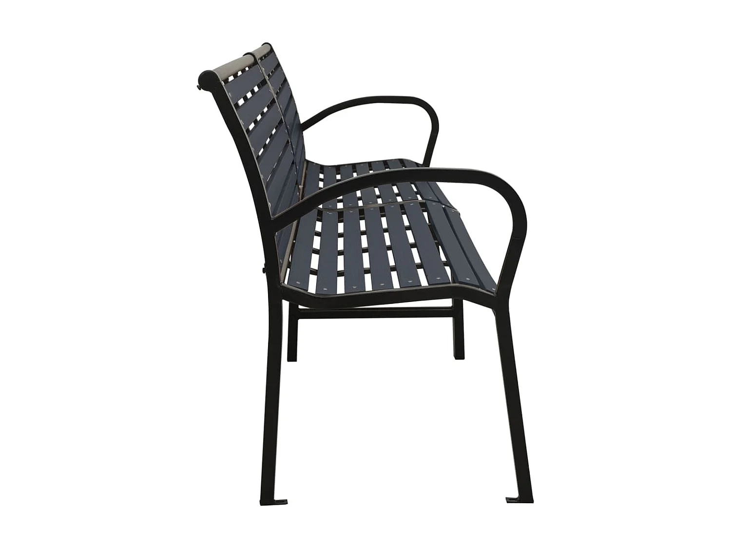 Banc double de jardin 251 cm acier et WPC noir