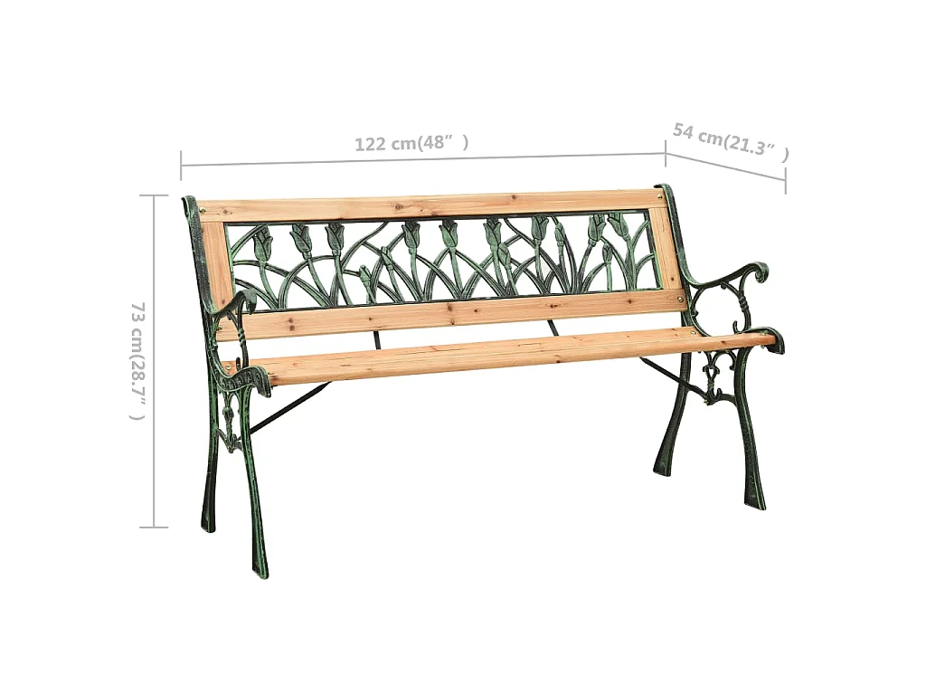 Tuinbank 122 cm gietijzer en massief vurenhout