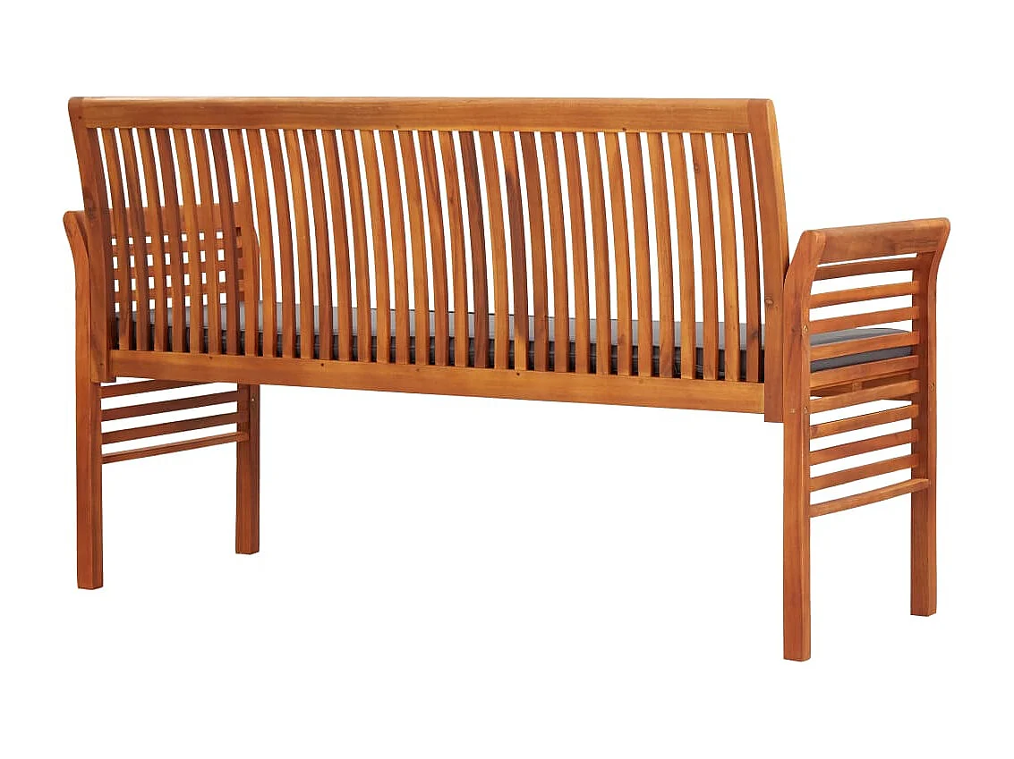 Banco de jardim 3 lugares c/ almofadão 150 cm acácia maciça