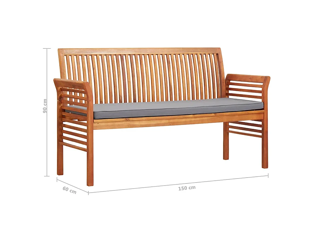 3-Sitzer Gartenbank mit Kissen 150 cm Massivholz Akazie