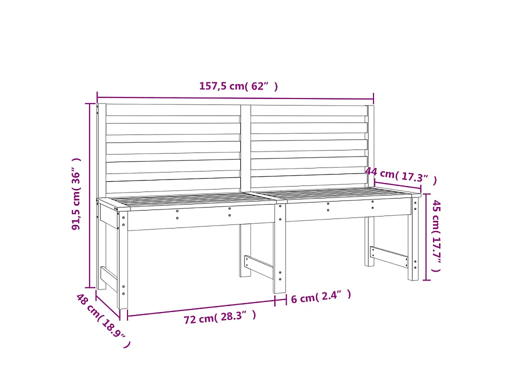 Tuinbank 157,5 cm massief grenenhout zwart