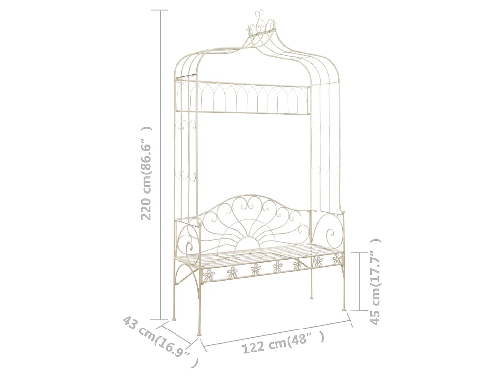 Tuinbank 122 cm ijzer antiekwit