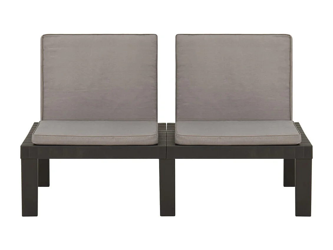 Banc de salon de jardin avec coussin Plastique Gris