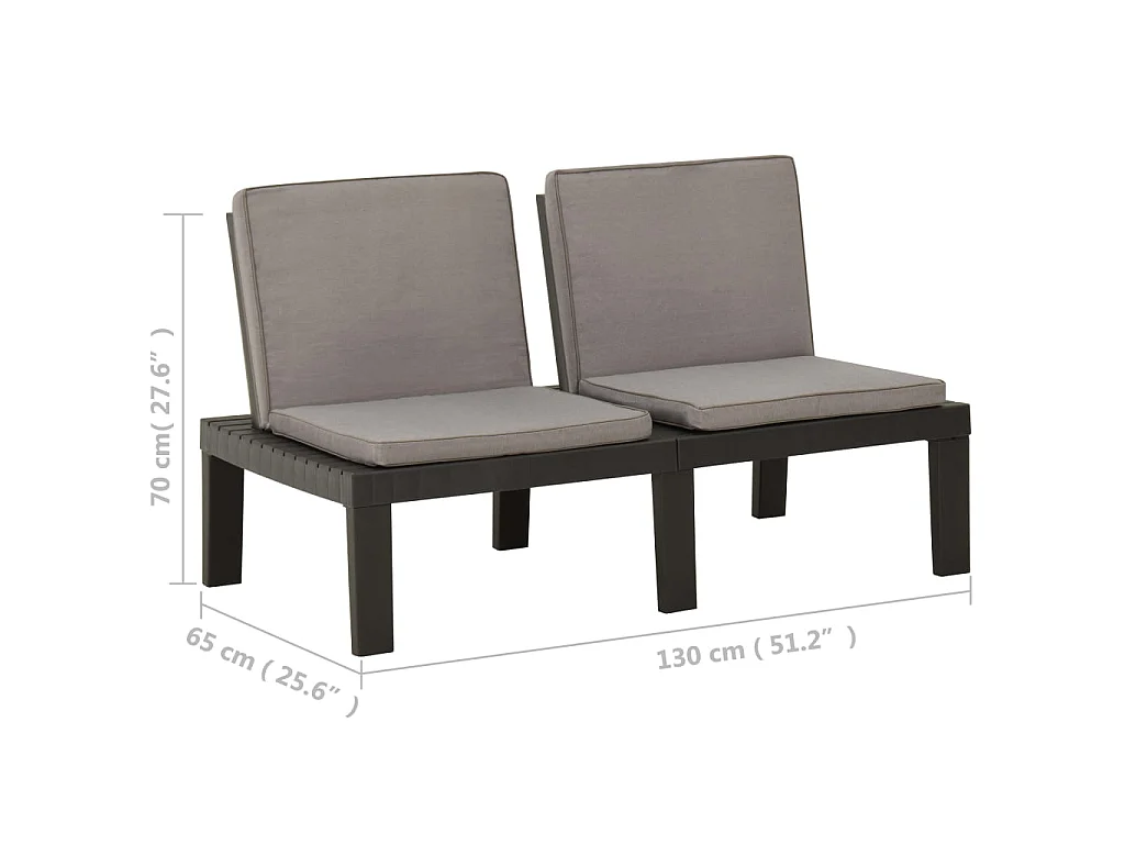 Banco lounge de jardim com almofadão plástico cinzento