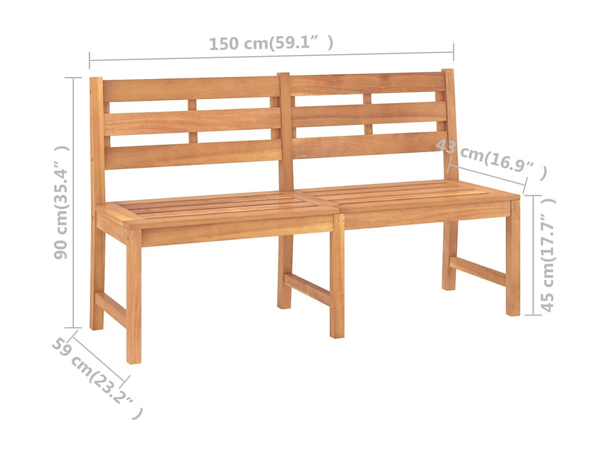 Banc de jardin 150 cm bois de teck massif