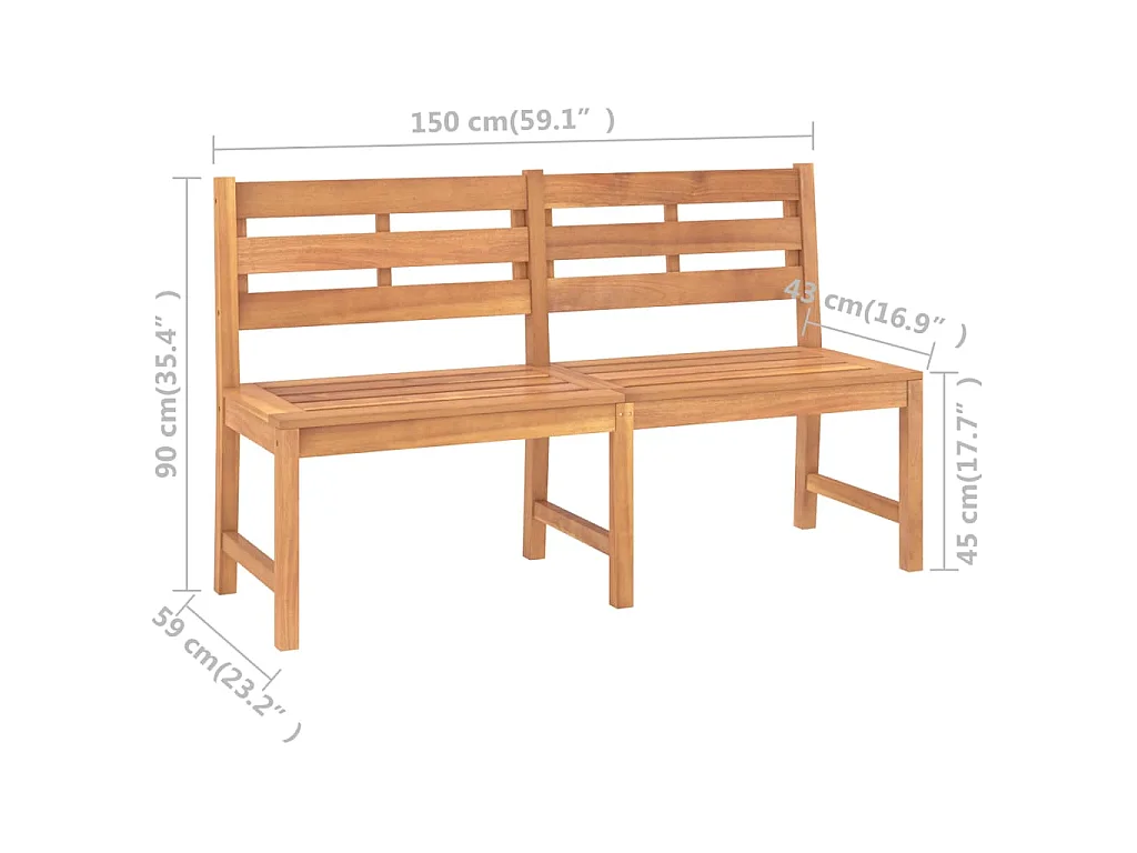 Tuinbank 150 cm massief teakhout
